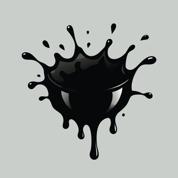 A dramatic black liquid splash frozen mid air in a dynamic artistic composition