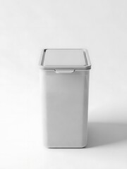 A simple white rectangular storage container with a lid