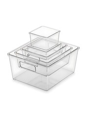 Stackable clear plastic storage containers with handles
