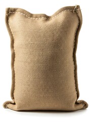 A rustic burlap cushion with visible white stitching details