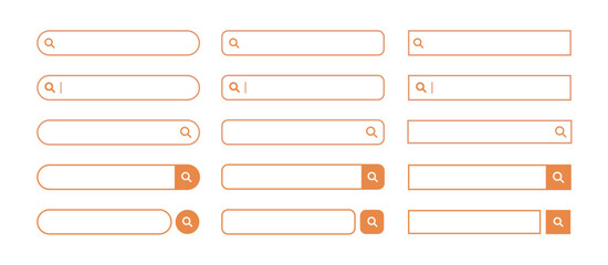 検索窓・検索バーのイラスト素材　セット　オレンジ　Search bar illustration set