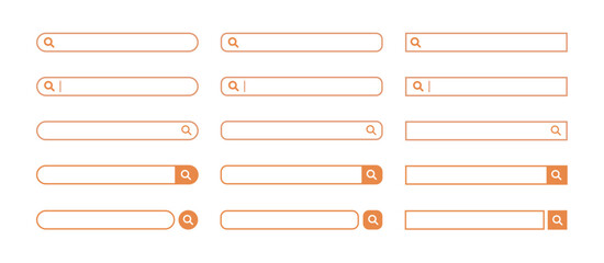 検索窓・検索バーのイラスト素材　セット　オレンジ　Search bar illustration set