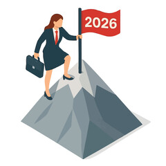 vector illustration of a businessman standing on top in 2026
