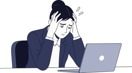 Work Stress Concept Cartoon Illustration, Business Problem Office Worker Character