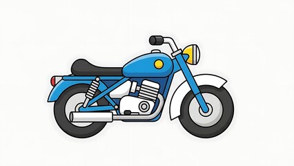 Obraz premium Vintage blue motorcycle cartoon illustration.