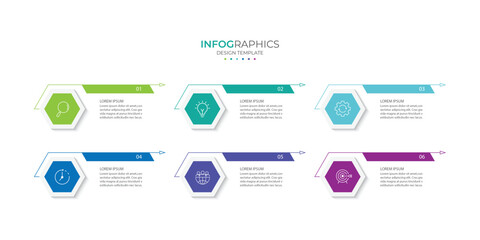 Vector infographic design template with 6 options or steps