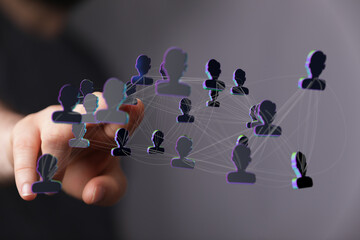 Abstract image representing a digital network, social connection, and community. Concept of communication, networking, teamwork, and global conn