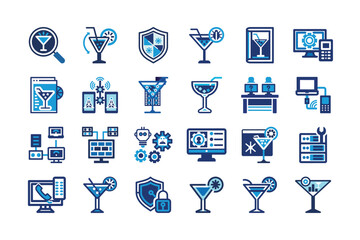 Modern technology and security icons isolated on transparent background, Vector, illustration
