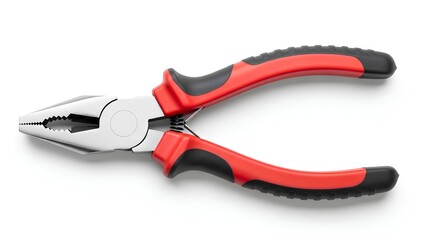 Obraz premium Red and black pliers on white background
