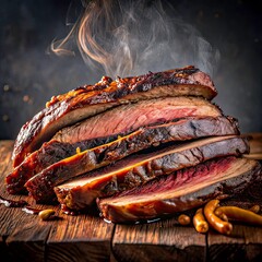  barbecue beef brisket sliced with smoky texture