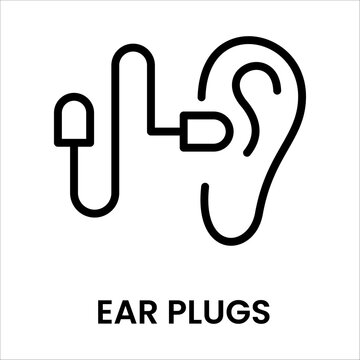 a Simple black line icon of Ear Plug