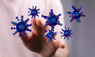 Symbolic representation of the coronavirus and its interaction with the human body in a conceptual artistic ph