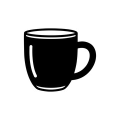 Black coffee mug icon on isolated with handle