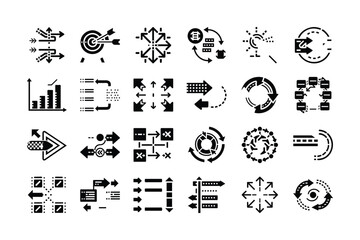 Collection of various flowchart symbols isolated on transparent background, Vector, illustration