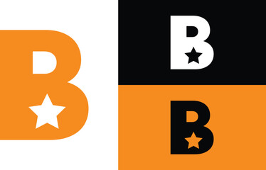 Bold Letter B Star Logo Design Concept