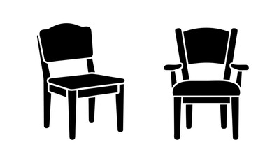 Two black chair silhouettes on for design elements