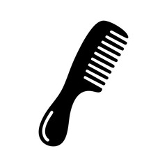 Black silhouette of a wide tooth comb on a pure