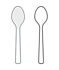 Minimal Spoon Icons &ndash; Black and Gray Outline Kitchen Utensil Vector Set