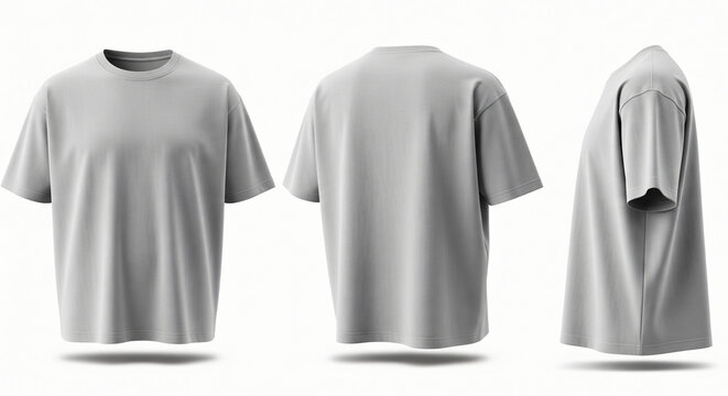 Mockup Heavyweight Boxy Tee, front, side, back views