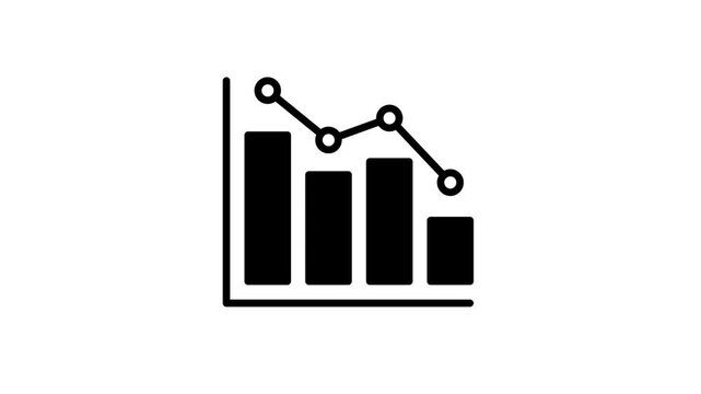 Data analytics and statistical graphics icon animation for chart finance, report, presentation, performance, business down, loss, decline sale, marketing, performance, market, digital information