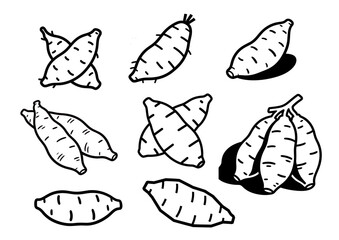 Minimalist single-color sweet potato vector graphic pure line art transparent background editable design resource for creative projects