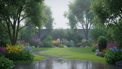 garden with flowers