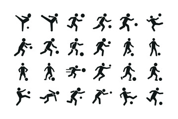 Various soccer moves illustrated isolated on transparent background, Vector, illustration