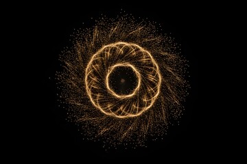 A vibrant display of sparks forms a mesmerizing circular pattern against a dark background.