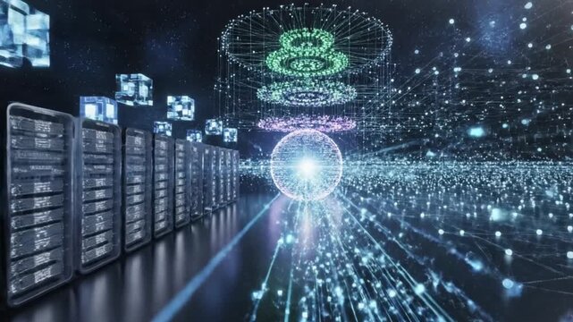Abstract hybrid cloud infrastructure visualization