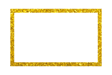 Gold glitter rectangular frame border. Luxury texture.