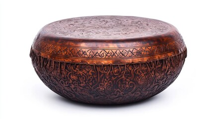 Ornate Steel Tongue Drum Isolated on White Background