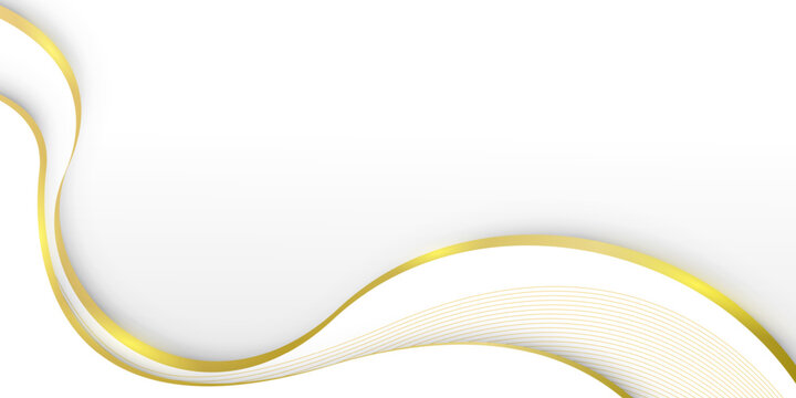 Luxury white and gold background with curved lines, design for premium corporate banner