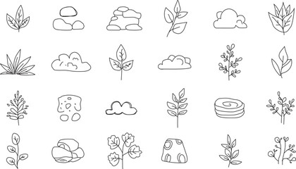 Obraz premium collection of various kitchen utensils and dishes, food , drink icons, cute cartoon style illustration, various lighting, fixtures ,decorative items, hand drawn doodle design