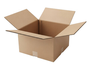 Open cardboard box isolated on transparent background