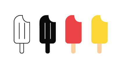 Colorful illustration of four popsicles in different colors on a white background