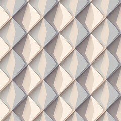 Abstract geometric seamless background with a textured relief pattern creating a modern and visually engaging threedimensional effect in soft neutral tones