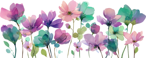 Watercolor flower border, floral illustration, pastel color, garden, springtime joy