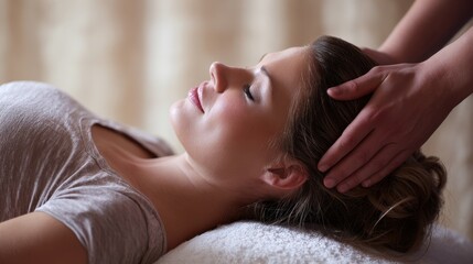 Naklejka premium Massage therapy for an attractive expectant mother at a spa
