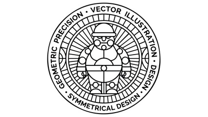 Geometric precision vector illustration design symmetrical robot character.