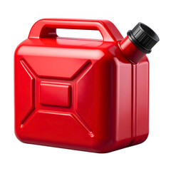 Red portable gasoline can isolated on transparent background