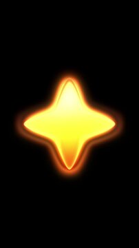 Trendy commercial. Glowing star shaped button icon on dark background. Concept of rating systems, favorite actions, achievement indicators, gamification elements, and interactive interface design.