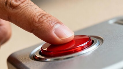close up of a finger pressing a button
