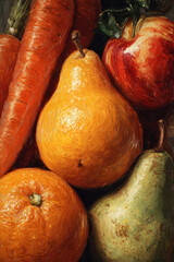 Impressionist still life oil painting of fruit in warm tones