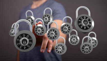 Secure your data and information, digital safety and cyber protection concept, protecting sensitive files, clou