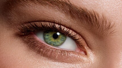 Obraz premium Intimate shot of a woman s flawless green eyes highlighting eye beauty and skincare perfect for beauty ads and promotions