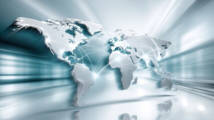 Global digital world map with glowing connections symbolizing worldwide connectivity data exchange network infrastructure and modern technology integration, Generative AI
