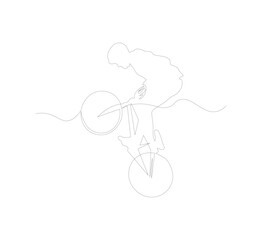Obraz premium continuous line drawing of freestyle bmx biker. Vector illustration
