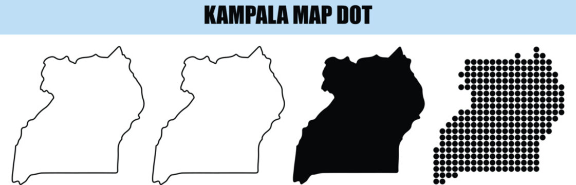 Kampala Map Outline Silhouette Dot Matrix Vector Illustration by illustration