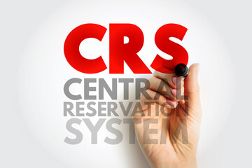 CRS acronym handwritten concept for central reservation system. Illustration symbolizing digital software for managing travel, hotel, and booking operations across global hospitality platforms
