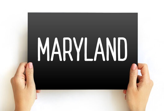 Maryland - a state located in the Mid-Atlantic region of the United States, text concept on card